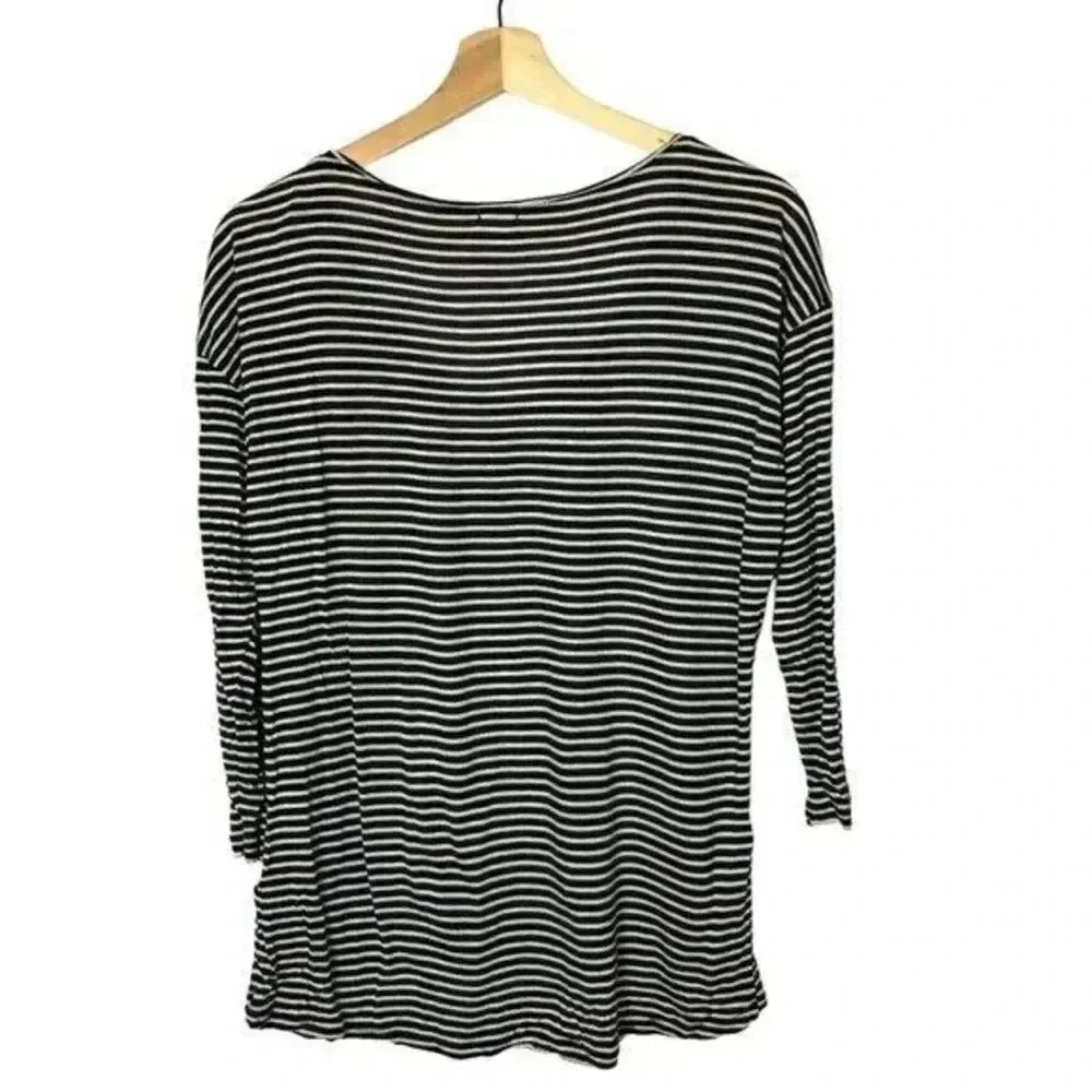 J. Crew Black & White Stripe Scoop Neck Long Sleeve T-Shirt M